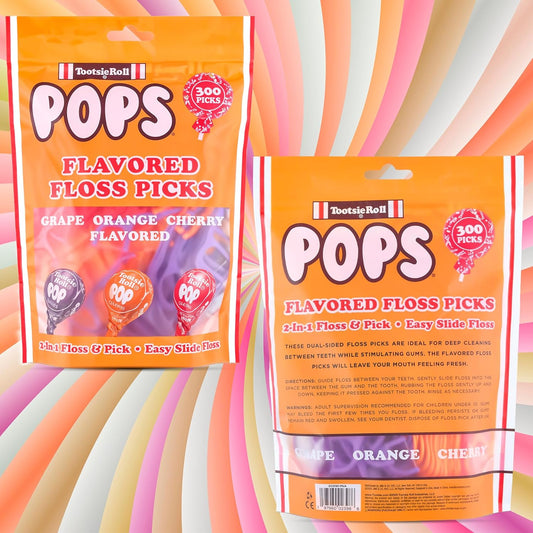Flavored Floss Picks, 300 Count, Dental Floss Picks for Teeth with Fun Fruit Flavors, Flosser Picks for Adults and Children, | Grape, Orange & Cherry Flavor