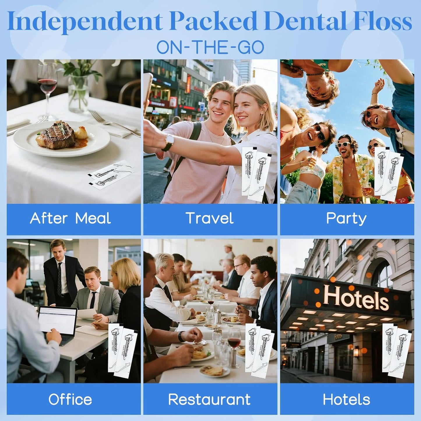 Individually Wrapped Dental Floss Picks Bulk Disposable Flossing Sticks Teeth Cleaning and Oral Care Travel Size Dental Tooth Floss Pack for Hotels, Weddings, Guests & Business Single Use (100 Pack)
