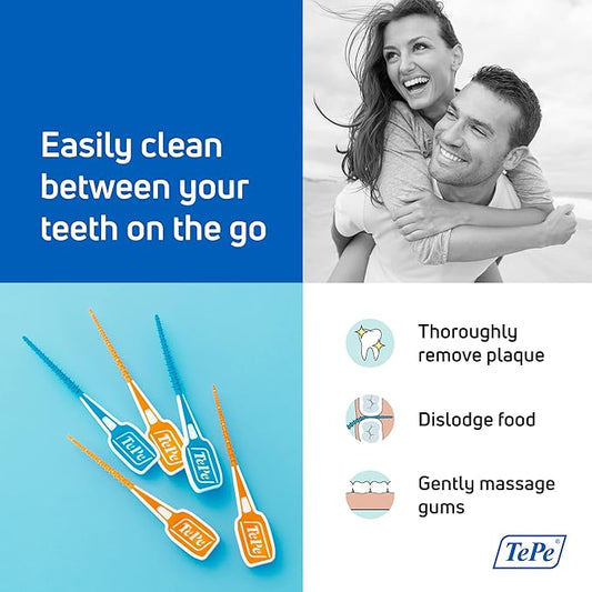 TEPE Dental Floss Picks, Tooth Picks Flossers, Floss Sticks, EasyPicks XS/S, Orange, 60 Pk