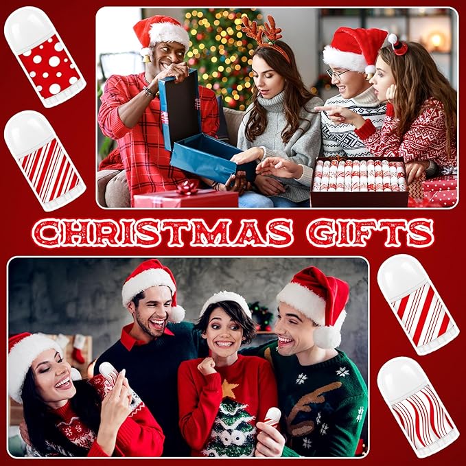 50 Pcs Christmas Lip Balm Bulk Mini Candy Cane Peppermint Flavor Lip Balms Bulk Christmas Stocking Stuffers Xmas Party Gifts Small Thank You Employee Appreciation Gifts for Women Men (Mixed Candy)