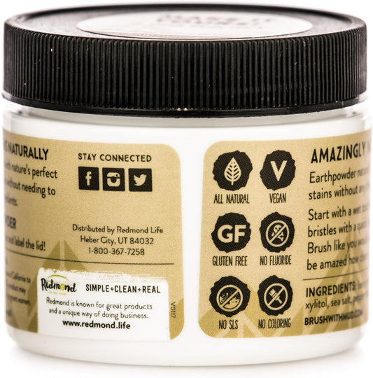 Redmond Earthpowder, All Natural Tooth and Gum Powder Bentonite Clay, Peppermint