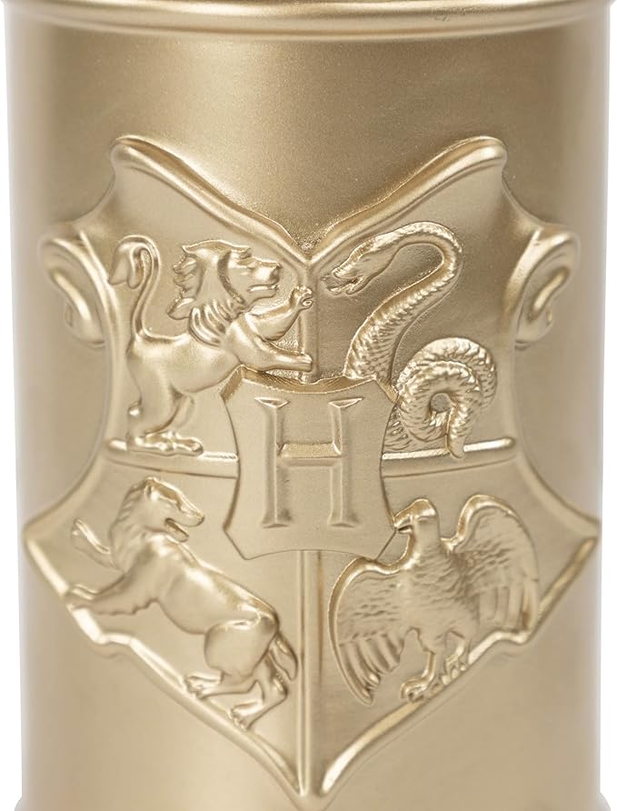 Jay Franco Harry Potter Bathroom Tumbler - Gold Resin Toothbrush/Pen Holder Features Hogwarts Crest - Bathroom Décor