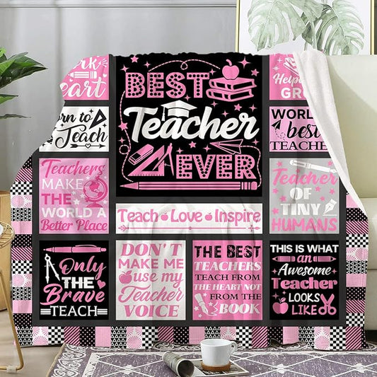 Teacher Gifts Blanket for Women Teacher Appreciation Throw Blankets Plush Flannel Bedding Mothers Day Teachers Gifts for Women Retirement Graduation Birthday Party Decorations 50"X40"