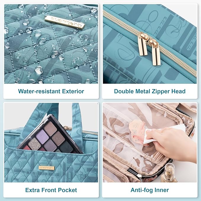 Everfun Hanging Travel Toiletry Bag for Women Traveling With Leakproof Compartment Makeup Cosmetic Organizer Dopp Kit Travel Accessories Essentials Must Have