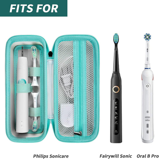 Toothbrush Travel Case Compatible with Oral-B Pro 1000, 2000, 3000, 3500, 1500/ for Philips Sonicare ProtectiveClean 4100 5100 Electric Toothbrush with Mesh Pocket for Accessories - White (Bag Only)