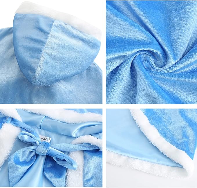 Princess Cloak with Hood Girls Cape Kid Toddler Costume Dress up for Halloween Christmas Carnival Cosplay
