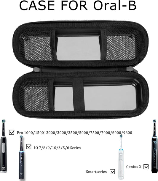 Stukcae Toothbrush Travel Case for Oral-B Pro 1000, 2000, 3000, 3500, Hard Shell Portable Carrying Electric Toothbrush Protection Case with Waterproof Grey Lining, Mesh Pocket for Accessories