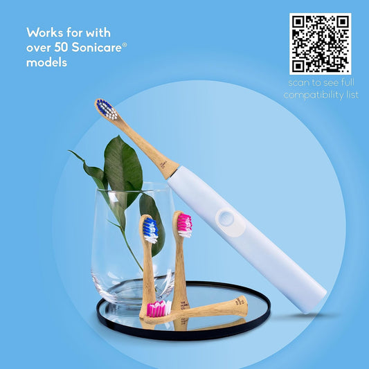 The Humble Co. Bamboo Electric Toothbrush Heads 4pk - Replacement Heads Compatible with Philips Sonicare Toothbrush, Helps Remove Plaque and Eliminate Bad Breath (Charcoal)