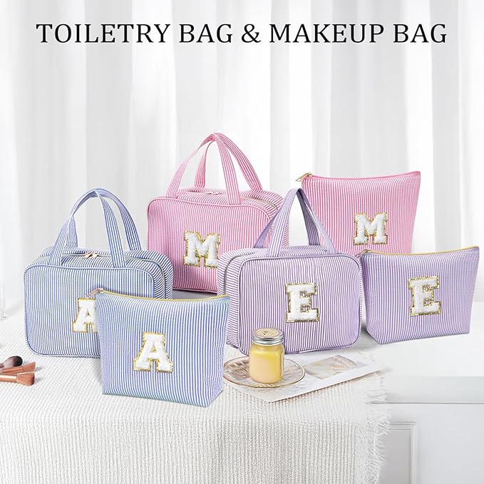 YOOLIFE Kids Toiletry Bag Initial Makeup Bag for Teen Girls - Birthday Gifts for 7 8 9 10 11 12 13 14 15 16 17 18 Year Old Girls, Teen Girl Gifts Trendy Stuff - Letter L, Purple