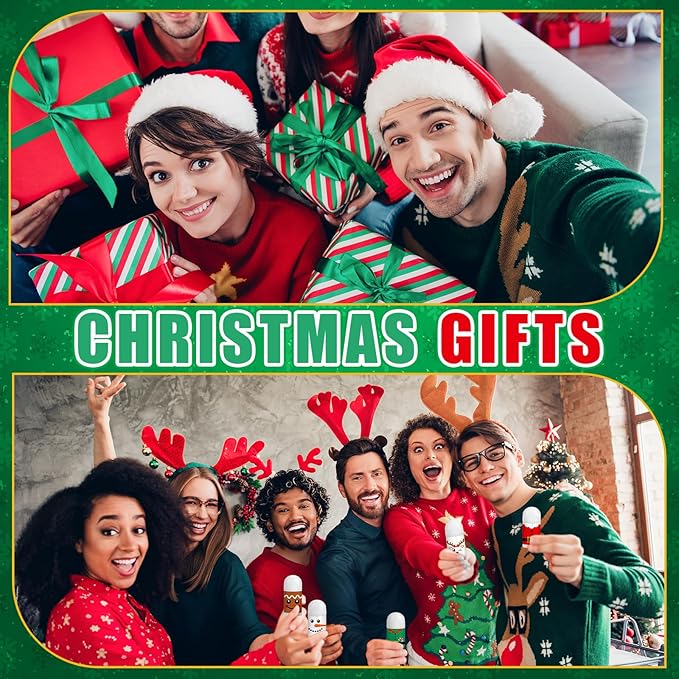 25 Pcs Christmas Lip Balm Bulk Mini Candy Cane Peppermint Flavor Lip Balms Bulk Christmas Stocking Stuffers Xmas Party Gifts Small Thank You Employee Appreciation Gifts for Women Men (Xmas Character)