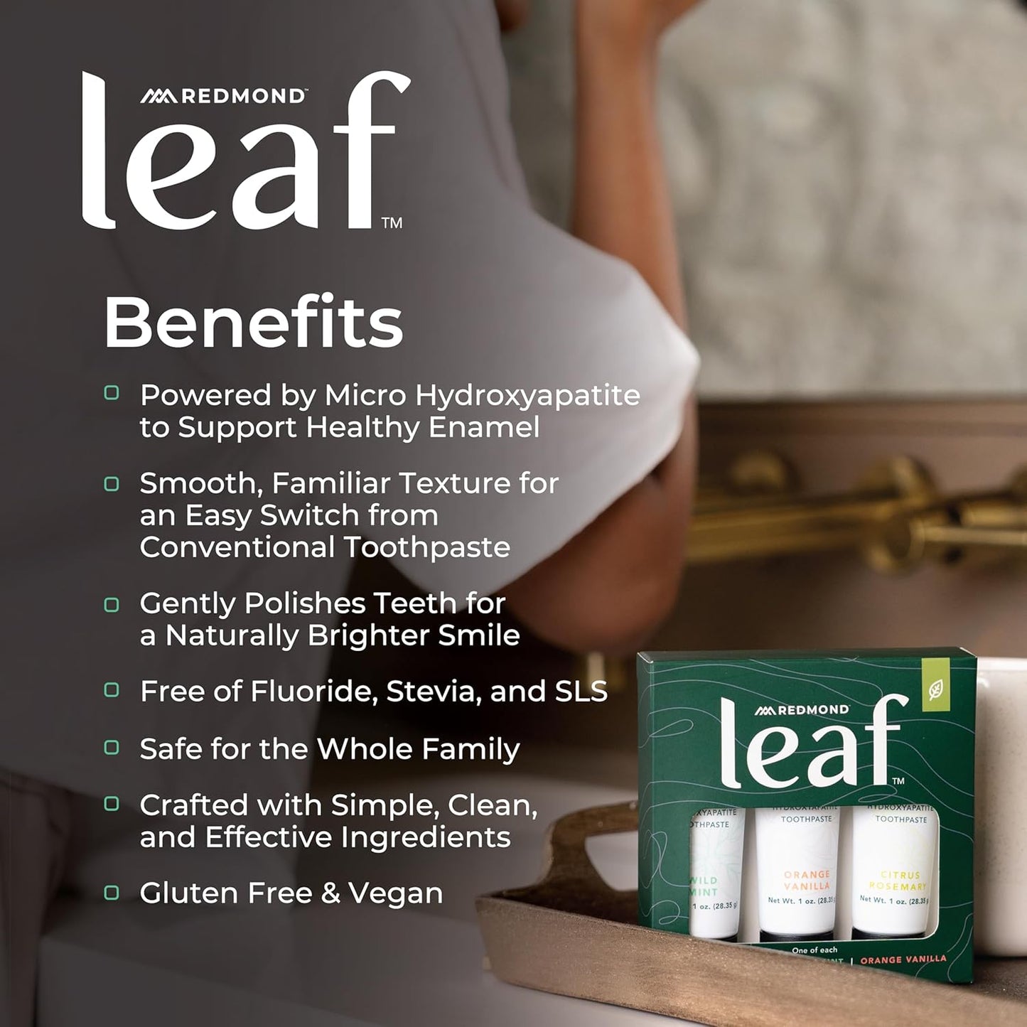 REDMOND Leaf Micro Hydroxyapatite Toothpaste Tube (Variety Pack)