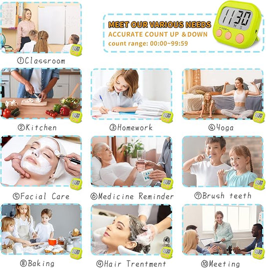 Classroom Timers for Teachers Kids Large Magnetic Digital Timer Teacher Supplies 12 Pack-Blue Green