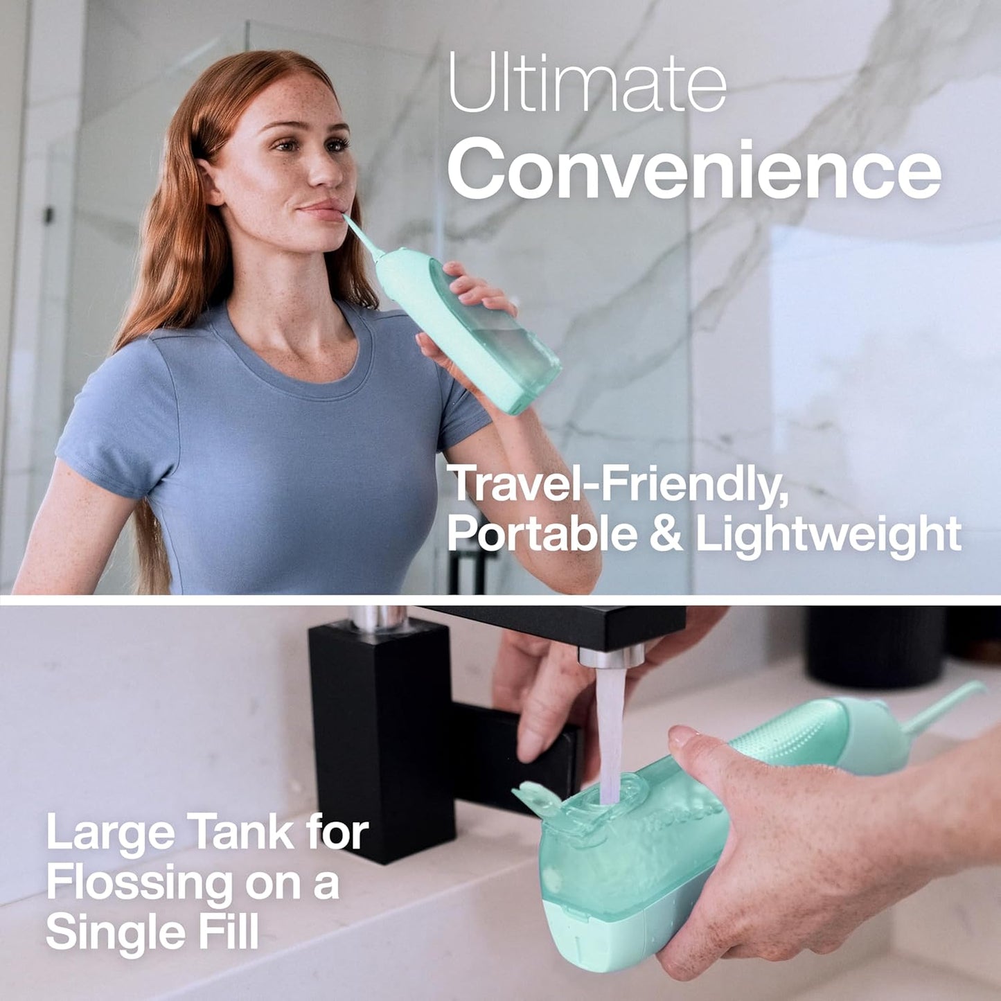 AquaSonic Icon Water Flosser for Teeth – Cordless Rechargeable Oral Irrigator – Waterproof, Portable Dental Cleaning with Jet Tip – Braces Home Travel - Mint