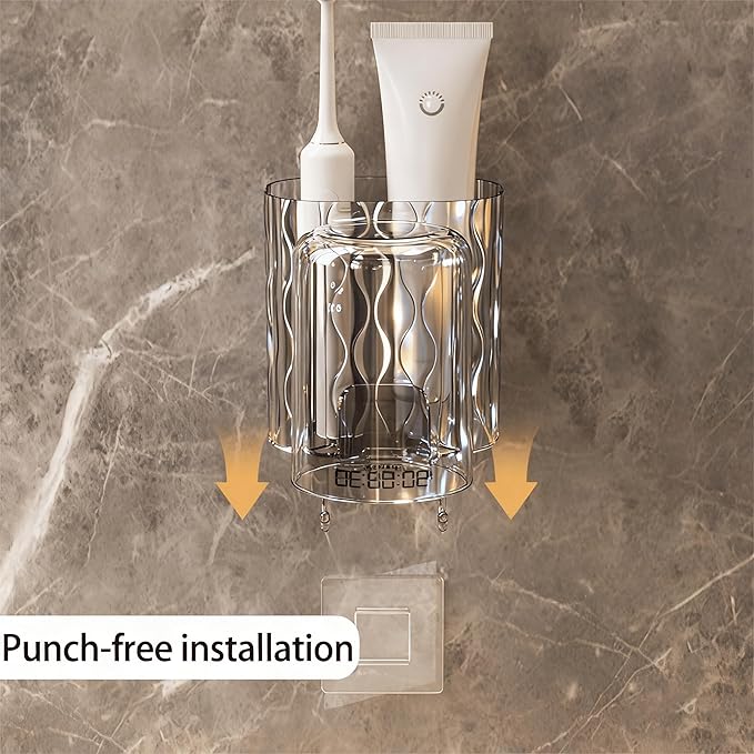 【Two-Piece Set】 Toothbrush Holder, Bathroom Dual-Cup Wall-Mounted Toothbrush Storage Rack, Toiletries Shelf, Bathroom Accessories, Bathroom Decor