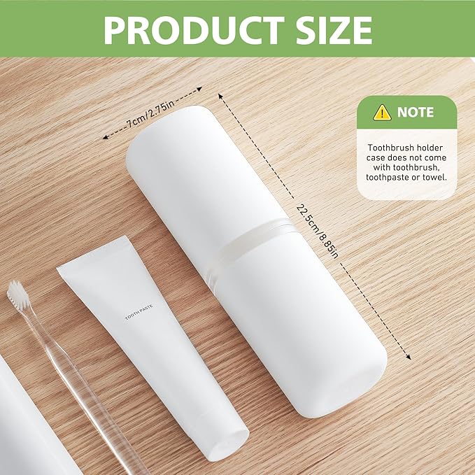 Baluca Travel Toothbrush Case, Portable Tooth Brush Holder and Toothpaste Cover Container with Mouthwash Cup, Compact Oral Clean Tools Organizer for Traveling/Camping/School/Home (White, Extra Large)