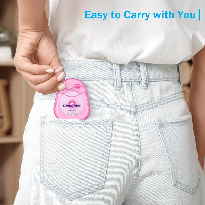 Mimorou 48 Pack Dental Floss Bulk 50m Each Mint Travel Dental Floss Oral Care for Teeth and Gum Protection(Multicolor)