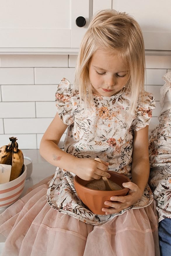 BapronBaby Flutter Delilah Floral Bapron - No Neck Tie Safer Bib for Baby & Toddler - Soft Waterproof Stain Resistant - Machine Washable - Sz Preschool 3-5yrs