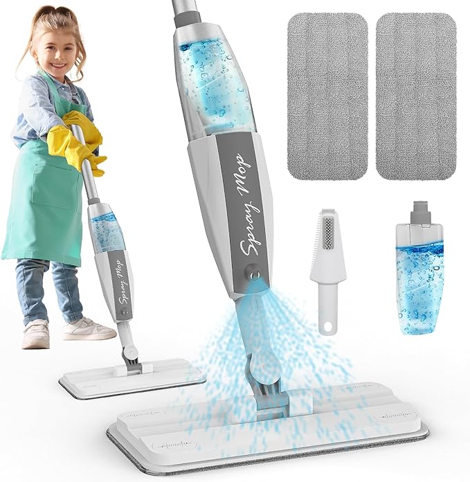 Toddler Mop That Works - Kids Spray Mop - Toddler-Size Cleaning Toy Set Small Sweeper, Detachable Mini Mop for Kids, Interactive Pretend Play Montessori Toys Gift for Toddlers Boys Girls