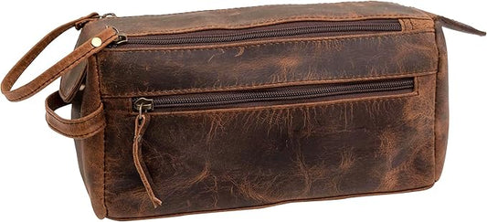 Men's Toiletry Bag, Travel Toiletry Bag for Men, Large Leather Dope Kit for Men, Shaving Bag for Travel Accessories, LargeMens Toiletries Bathroom Organizer, Shaving kit, Dopp kit(Brown)