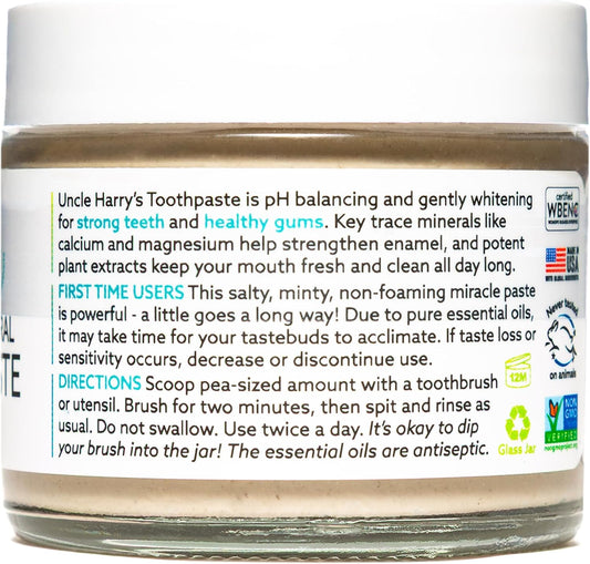 Uncle Harry's Anise Remineralizing Toothpaste | Natural Whitening Tooth Paste Freshens Breath & Promotes Enamel | Vegan Fluoride Free Toothpaste (2 Pack)