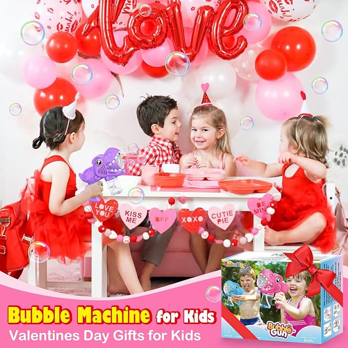 3PC Bubble Gun for Kids with 3 Bottles Solutions 13 Holes Turbo Mode Auto Bubbles Machine Birthday Gifts for Girls Kids Toys for Ages 3 4-8 Valentines Day Gifts Easter Xsmas Outdoor (Blue+Pink+Purple)