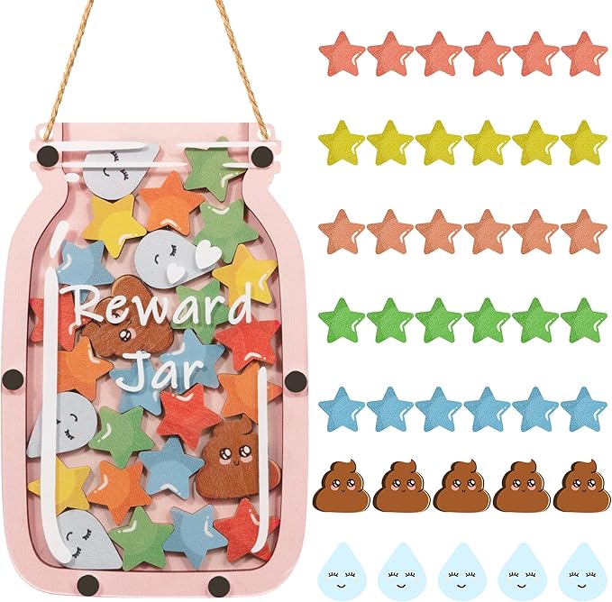 Personalized Stars Reward Jar Magnetic Reward Jar, Classroom Reward Jar for Kids, Jar Reward System Behavior Chart for Kids Incentive Chart for Classroom (Star+Poop+Drop)