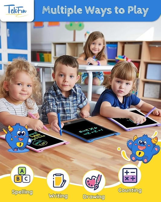 TEKFUN 10in 2 Pack LCD Writing Tablet Coloring Doodle Board Drawing Sketch Pad for Kids with Anti-Lost Stylus, Car Trip Educational Kids Toys Birthday for 3 4 5 6 7 Girls Toddlers