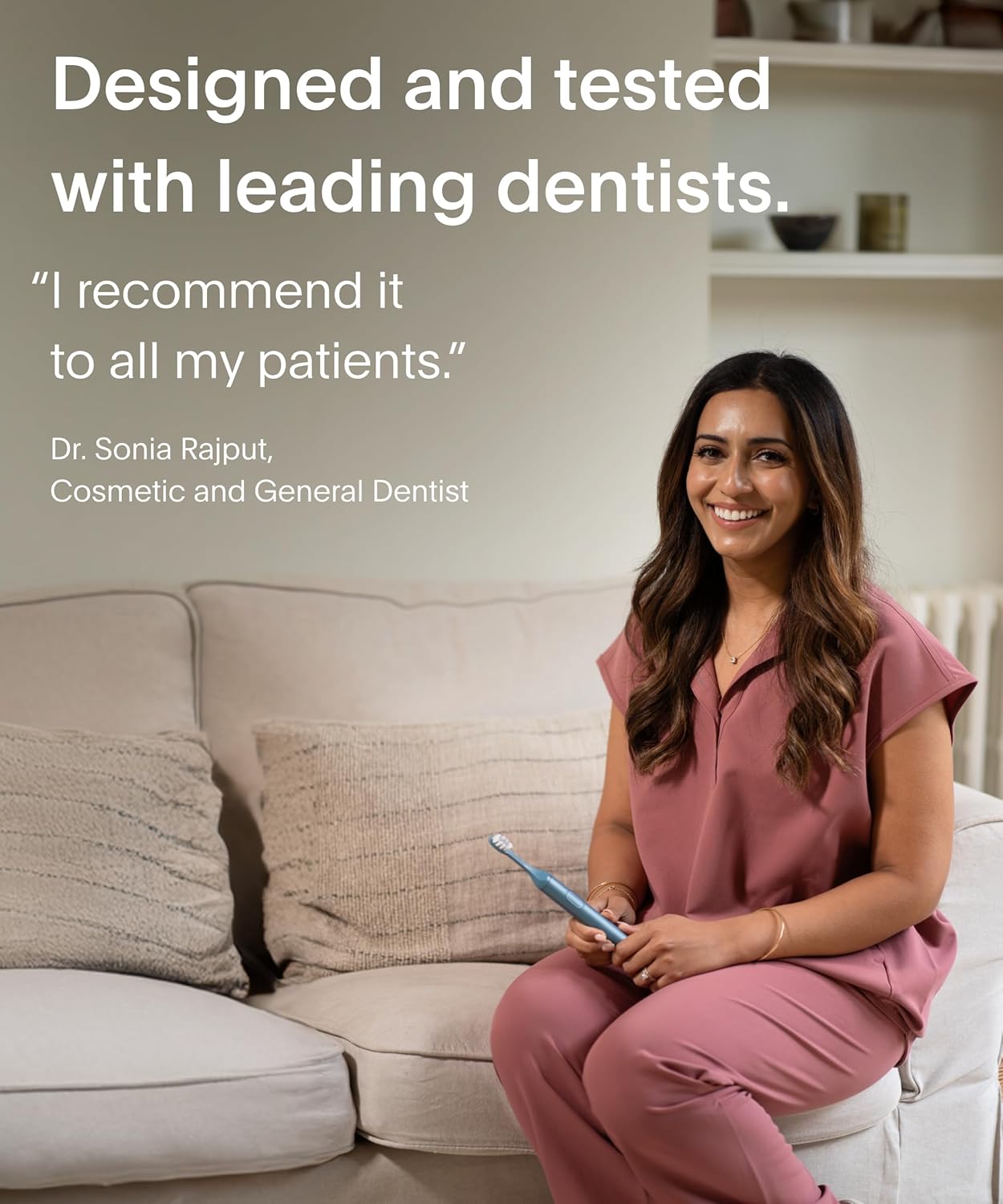 Suri Recyclable Plant-Based, Electric Toothbrush Heads - Built-in Tongue Scraper, Long Lasting Replacement Heads | Compatible Only with Suri Sonic Electric Toothbrush - Morning Waves, Pack of 3