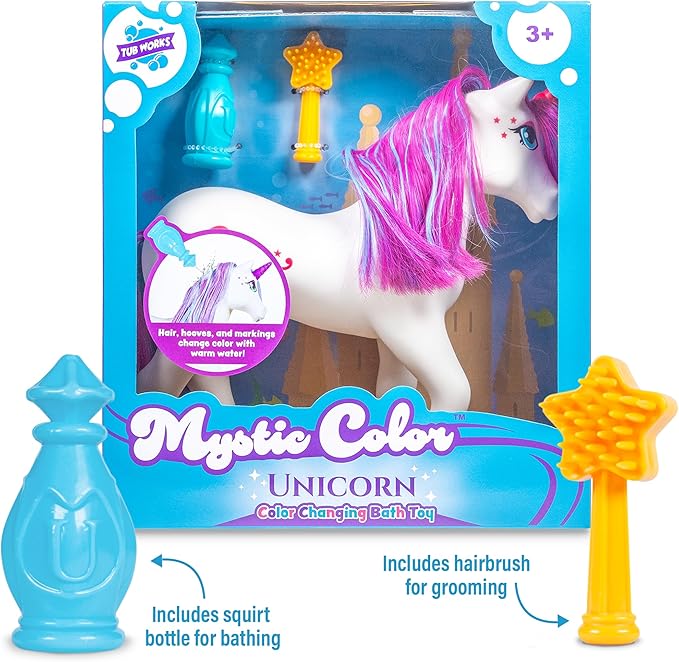 Tub Works® Mystic Color Unicorn™ | Color Changing Bath Toy for Kids & Toddlers | Magical Transformation in Warm Water | Kids Bath Toys, Toddler Bath Toys & Interactive Bathtub Toys for Creative Play
