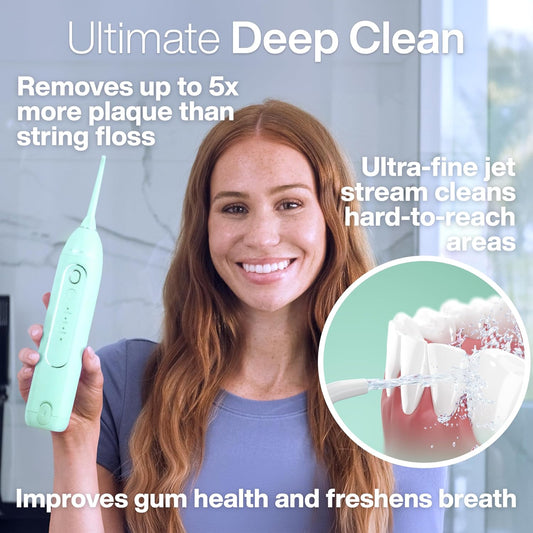 AquaSonic Icon Water Flosser for Teeth – Cordless Rechargeable Oral Irrigator – Waterproof, Portable Dental Cleaning with Jet Tip – Braces Home Travel - Mint
