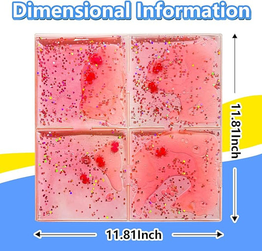 Liquid Sensory Soft Gel Tiles - 12" x 12" Square Multicolor Sensory Toys - Set of 9, Water Sensory Toys for Nurseries, Playrooms, Toddlers and Kids with Autism.