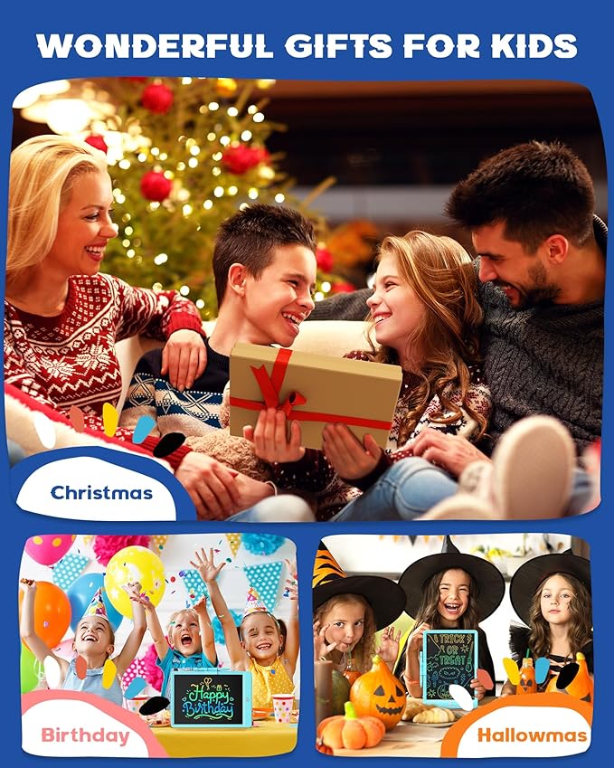 Bravokids Toys for 3-6 Years Old Girls Boys, LCD Writing Tablet 10 Inch Doodle Board, Electronic Drawing Pads, Educational Birthday Gift for 3 4 5 6 7 8 Years Old Kids Toddler (Blue)