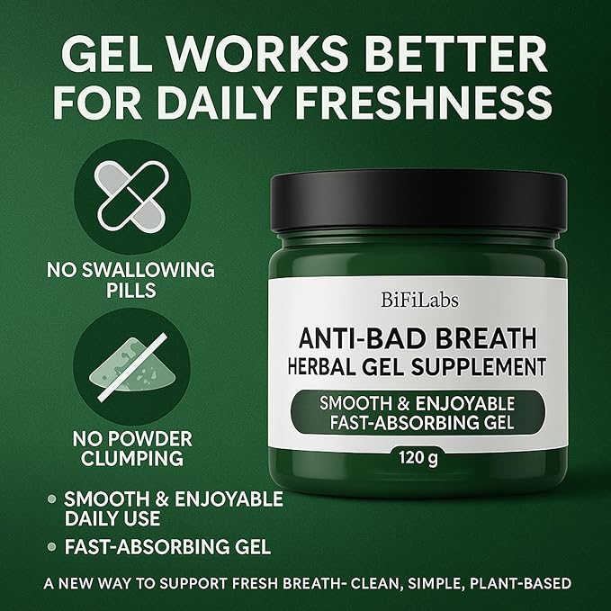 Anti-Bad Breath Herbal Gel – Fresh Breath Support from Within – Daily Herbal Cleansing Gel with Chlorophyll, Peppermint & Parsley – Plant-Based Internal Breath Freshener – 120g (2)