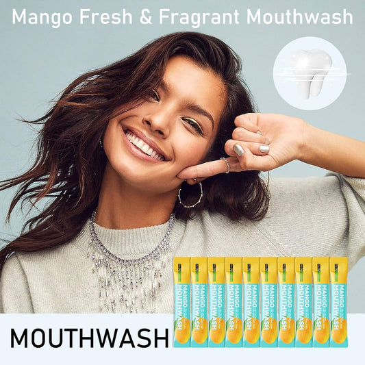 Mini Mouthwash Travel Size,Mango Flavor Portable Individual Travel Mouth Wash for Fresh Breath, Refreshing Long Lasting Gentle Oral Care Mouthwash Packs(Pack of 20)