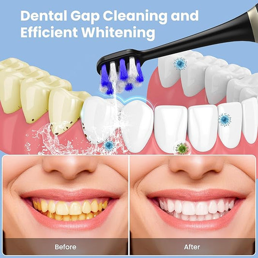 Portable Water flosser with Electric Toothbrush, 2 in 1 Teeth Cleaning Kit, Electric Toothbrush and flosser Combo, Water Flosser for Travel and Home (Black)