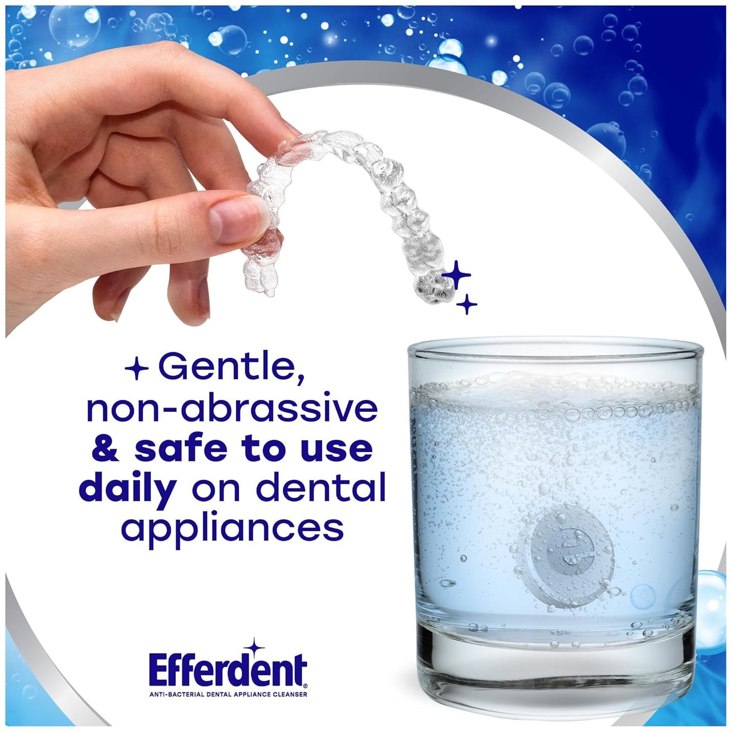 Efferdent Denture Cleaner Tablets – Deep Clean Brightening for Dental Appliances, Aligners, Mouth Guard, and Retainer Cleaner Tablets, Complete Clean, 126 Count
