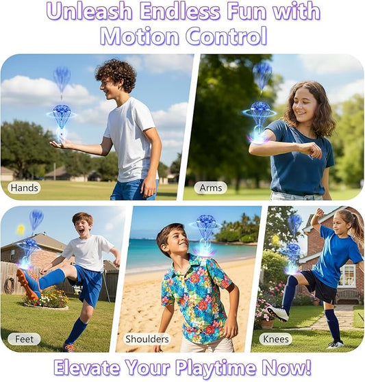 Tikduck 2025 Flying Bouncing Ball Toy - USB Rechargeable, Hand-Controlled with 3D Flips & Multi-Player Fun - Interactive Orb Toy for Kids, Teens & Adults - Indoor & Outdoor Play (Blue)