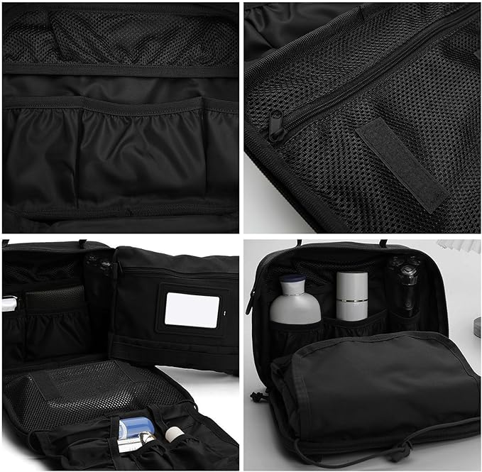 SMONT Toiletry Bag for Men Travel Toiletry Organizer Dopp Kit Travel Organizer Toiletries Bag Shaving Hygiene Bag Bathroom Hanging Men's Toiletry Bag for Short Trips Black