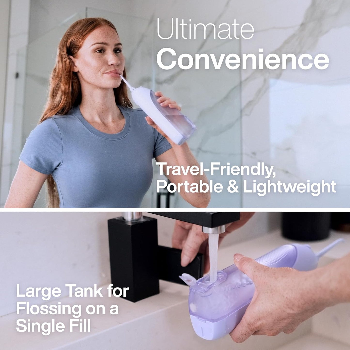 AquaSonic Icon Water Flosser for Teeth – Cordless Rechargeable Oral Irrigator – Waterproof, Portable Dental Cleaning with Jet Tip – Braces Home Travel - Lilac