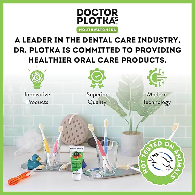 MOUTHWATCHERS Soft Flossing Toothbrush, 4 Pack, Green, Manual Soft Toothbrush for Adults, Ultra Clean, Good for Sensitive Teeth and Gums, by Dr. Plotka's