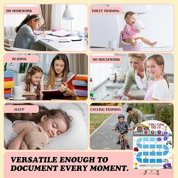 Truck Reward Chart, Behavior Chart for Kids at Home, Wooden Incentive Chart Signboard with 24 Tokens, Colorful Sticker Charts Classroom Essentials -08