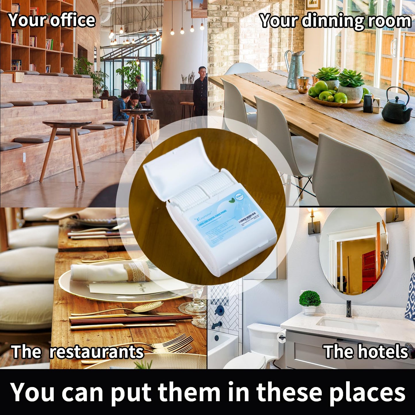 EasyHonor Dental Floss Picks,Twin-Line Mint Flavor Dental Flossers, Dual Action Flossing System, Easy Carry and Pick, 156 Count Floss Sticks in 3 Portable case.(White, Mint)