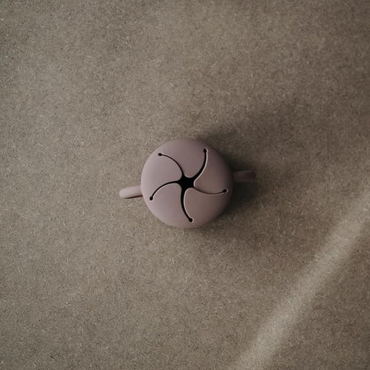 mushie Silicone Snack Cup | Spill Proof Food Container for Toddler and Baby (Cloudy Mauve)