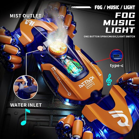 Gesture Sensing RC Stunt Car,Remote Control Car Toys for Ages 5-7-13,with Lights Music Spray,4WD 360° Spins All Terrains Kids Toys RC Cars,3-6 Year Old Boy Birthday Gift & 3-12 Best Gift for Kids