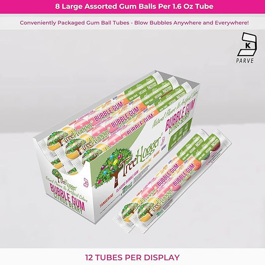 Tree Hugger Bubble Gum, Citrus Berry, Natural Flavors, No Artificial Colors, 1.6 Ounce (Pack of 12)