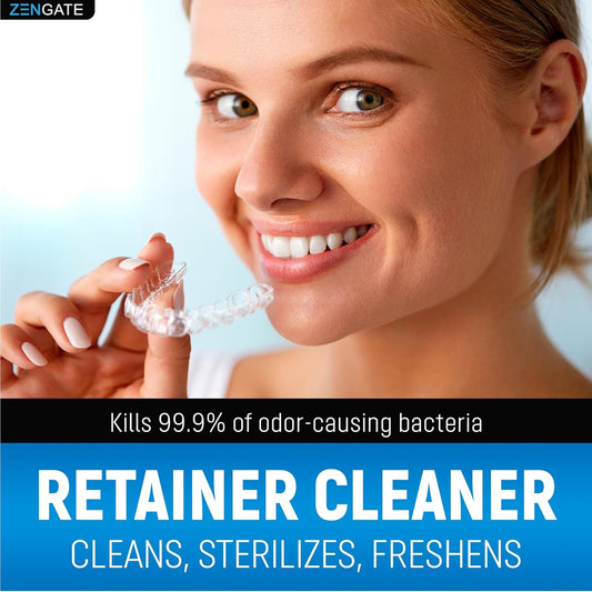 Retainer Cleaner Tablets - Quick 3-Minute Clean for Dentures, Mouth Guards, Aligners, and Night Guards - 120 Dental Cleansing Tablets - FSA HSA Approved Dental Appliance Cleanser