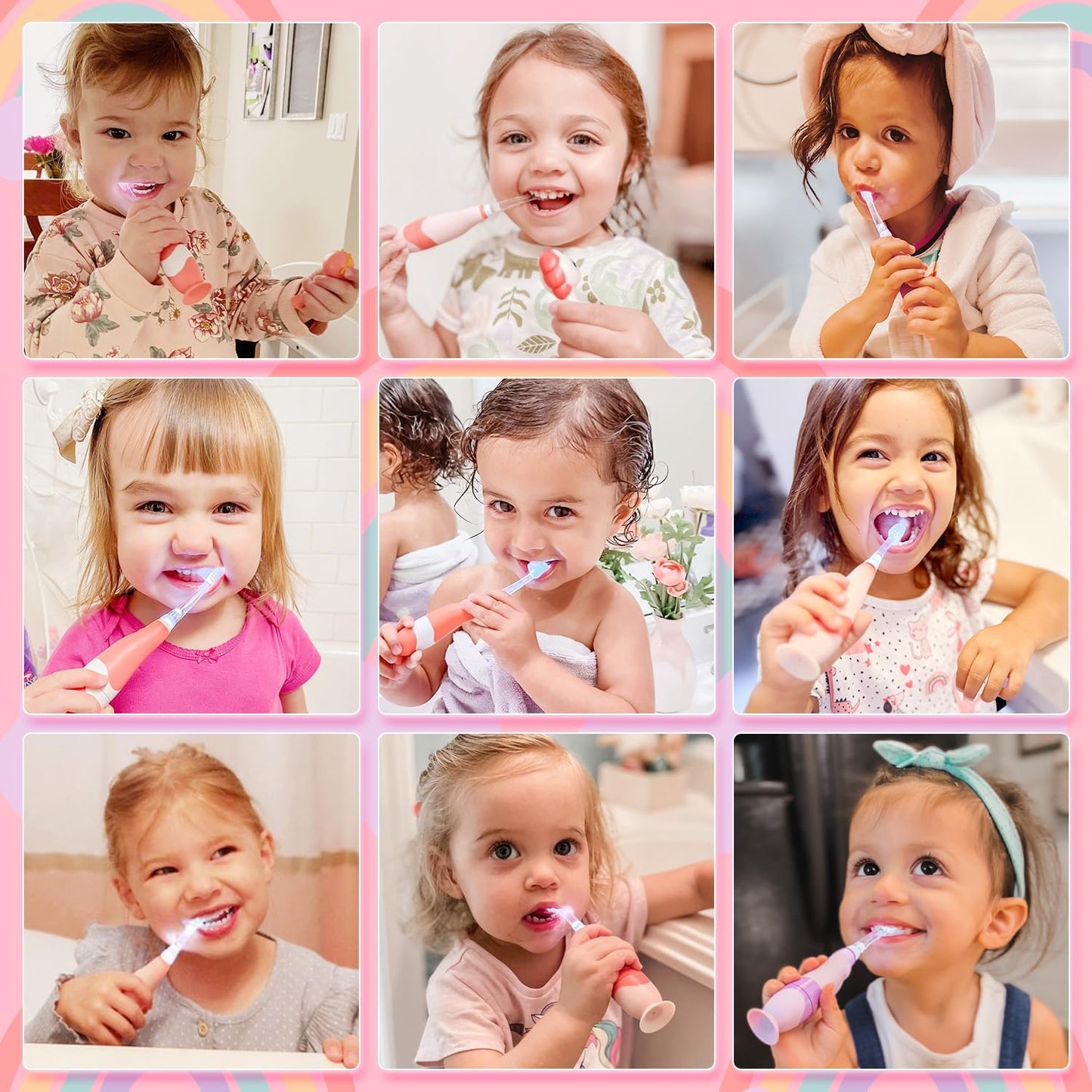 Papablic Toddler Sonic Electric Toothbrush Kids for Ages 1-3 Years, Baby Electric Toothbrush with Cute Unicorn Cover and Smart LED Timer, 4 Brush Heads (Doris)