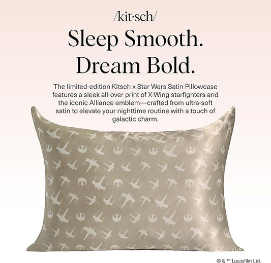 Kitsch x Star Wars Rebel Alliance Satin Pillowcase | Satin Pillowcase with Zipper, Better Than Silk Pillowcase | Frizz-Reducing Pillow Case for Hair & Skin Care, Cooling & Breathable - Standard