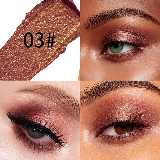 Aurora Purple Glitter Cream Shimmer Eyeshadow Sticks, Multichrome Matte Eye Shadow Stick, Waterproof and Long-Lasting Smooth Cream Eye Highlighter Stick Makeup for Women, 3 Aurora Purple Twilight