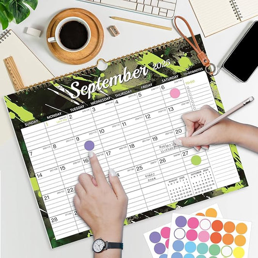 2025-2026 Wall Calendar, Calendar 2025-2026, 18 Month Calendar July 2025 - December 2026, 14.8" X 11.5", Calendar with Twin-Wire Binding, Hanging Hook and Julian Dates (Colorful Ink)